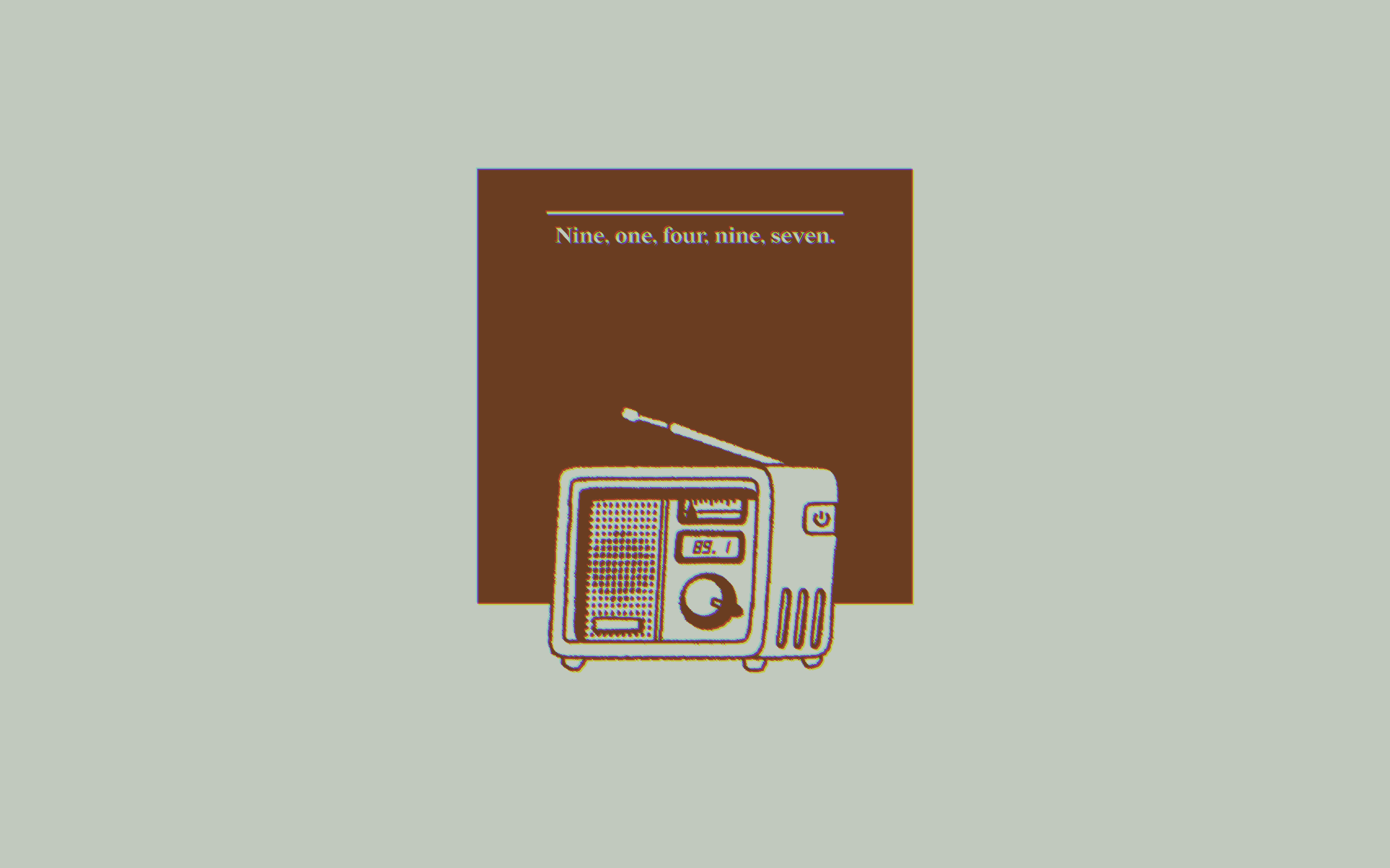 Drew's game Sideband, featuring a 2D drawing of an old-fashioned radio that can be tuned, with dialogue above